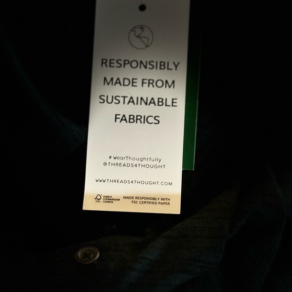 NWT Threads 4 Thought mens Navy striped polo, size medium - Picture 5 of 11